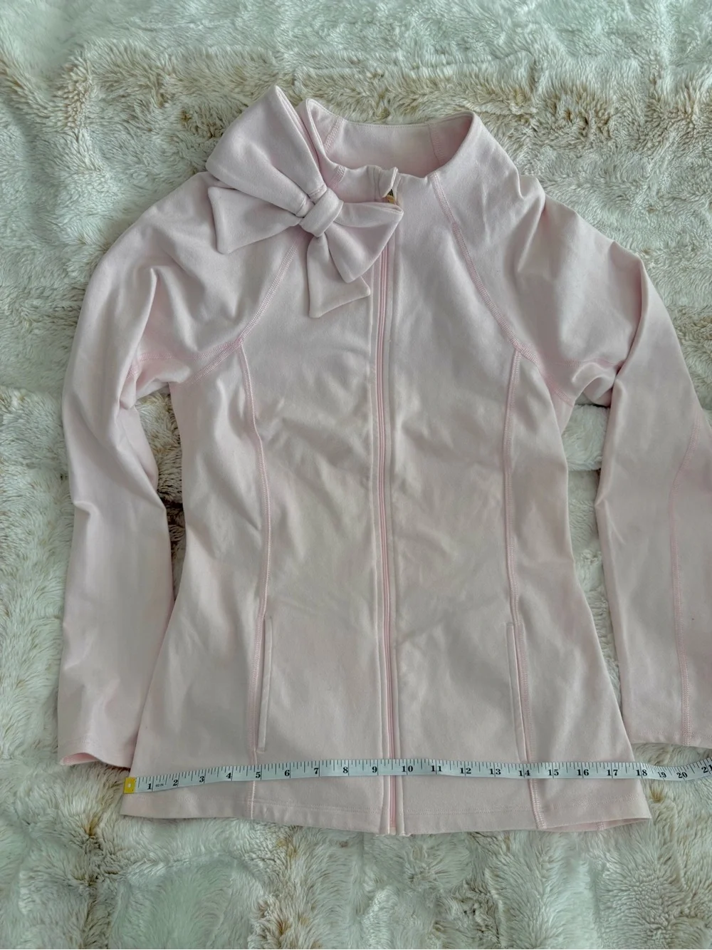 kate spade Pale Pink Bow-Accent Zip Beyond Yoga Jacket